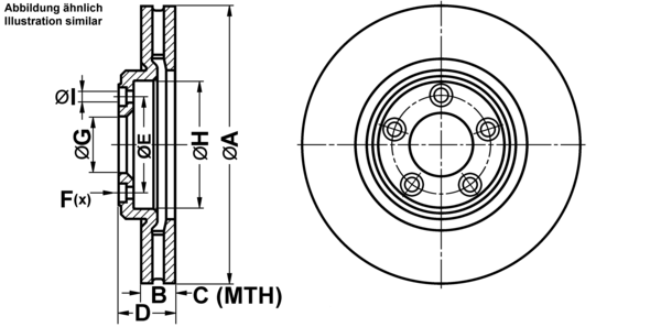ATE Bremseskive 24013001201 ventileret 300mm 30mm for JAGUAR