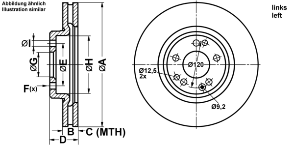 ATE Bremseskive 24013001211 ventileret 320mm 30mm for MERCEDES-BENZ