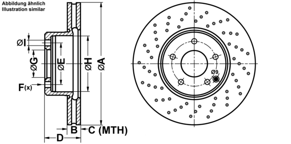 ATE Bremseskive 24013001721 perforeret 304mm 30mm for MERCEDES-BENZ