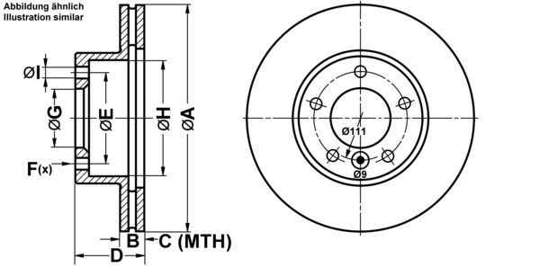 ATE Bremseskive 24012301081 ventileret 295mm 22mm for JAGUAR