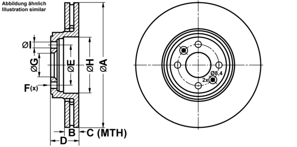 ATE Bremsesæt, skivebremser ijf141c379 foraksel ventileret 300mm 24mm for RENAULT