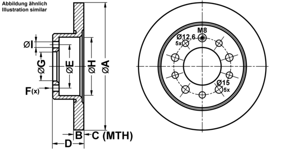 ATE Bremseskive 24011002981 fuld 258mm 10mm for HYUNDAI