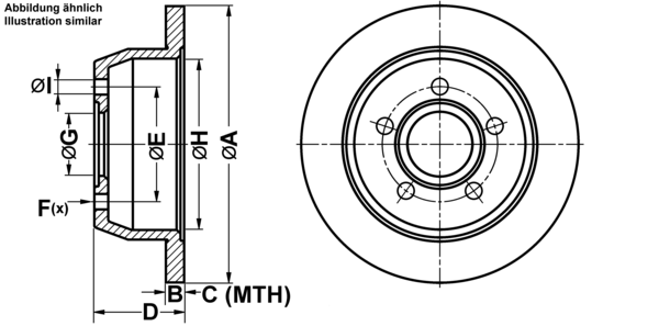 ATE Bremseskive 24011002991 fuld 305mm 10mm for JEEP