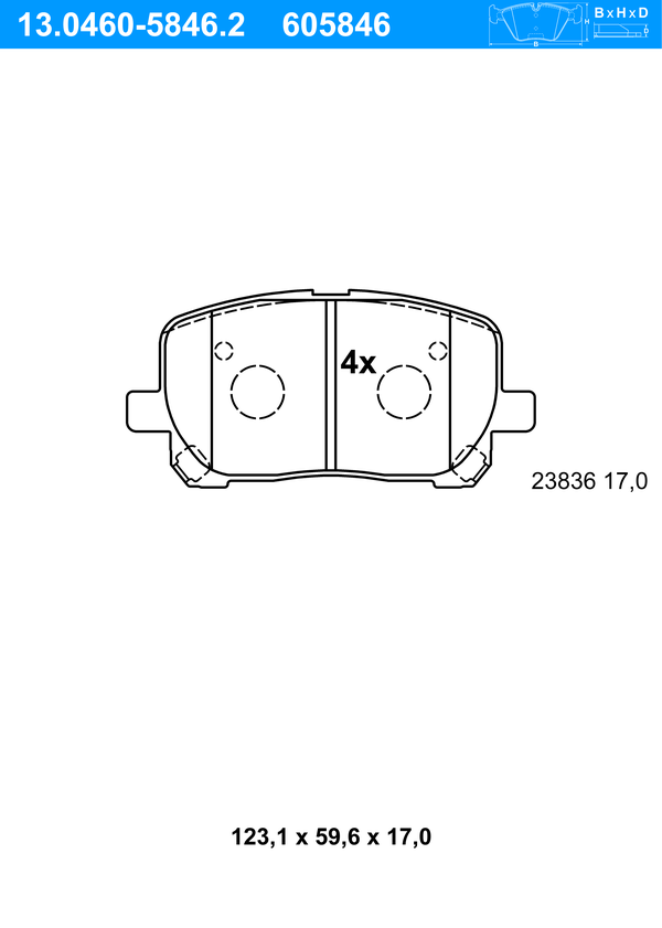 ATE Bremseklodser 13046058462 for TOYOTA