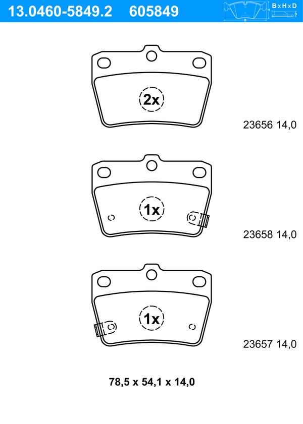 ATE Bremseklodser 13046058492 for TOYOTA