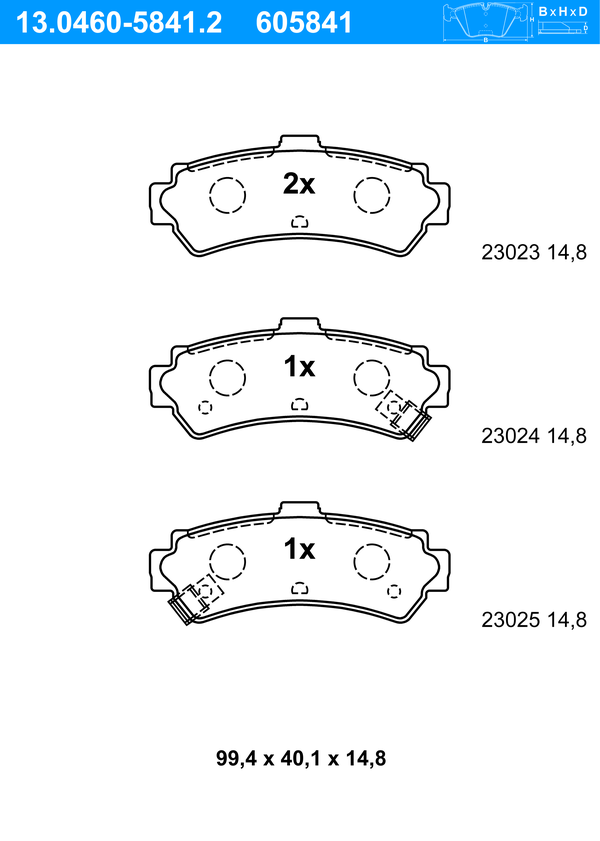 ATE Bremseklodser 13046058412 for NISSAN