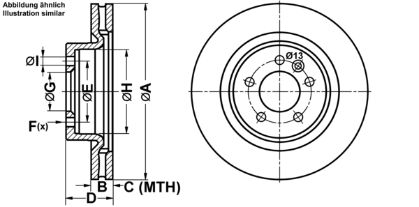 ATE Bremseskive 24013001881 ventileret 338mm 30mm for LAND ROVER