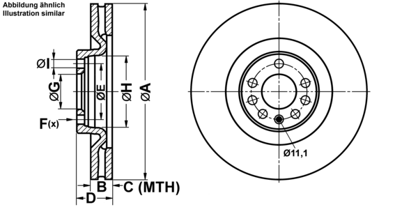ATE Bremseskive 24013001891 ventileret 345mm 30mm for VAUXHALL
