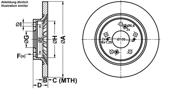 ATE Bremseskive 24011207071 fuld 282mm 12mm for HONDA