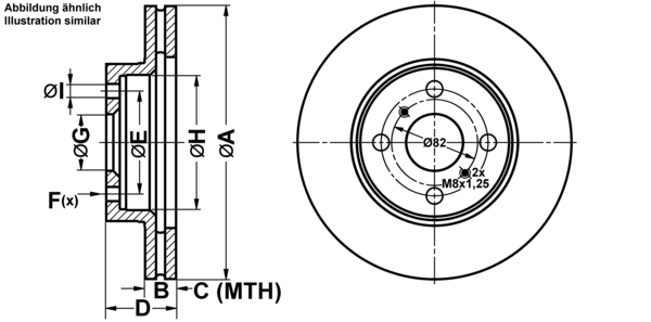ATE Bremseskive 24012202461 ventileret 255mm 22mm for TOYOTA