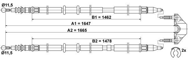 ATE Håndbremsekabel 24372707752 for VAUXHALL