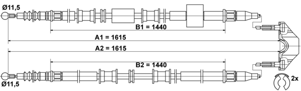 ATE Håndbremsekabel 24372707792 for VAUXHALL