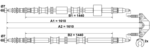 ATE Håndbremsekabel 24372707802 for VAUXHALL
