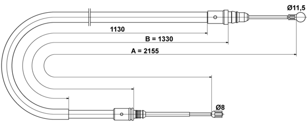 ATE Håndbremsekabel 24372708442 for PEUGEOT