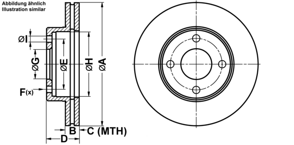 ATE Bremseskive 24011801391 ventileret 238mm 18mm for NISSAN
