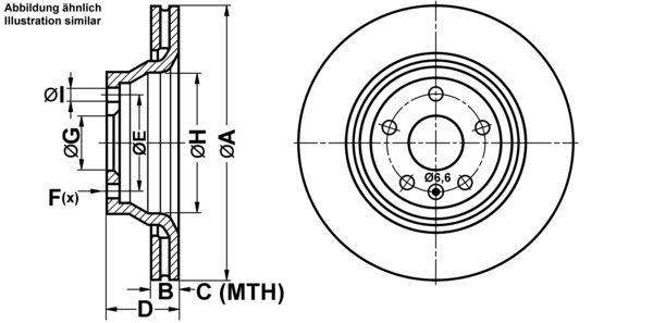 ATE Bremseskive 24012202421 ventileret 310mm 22mm for VAG