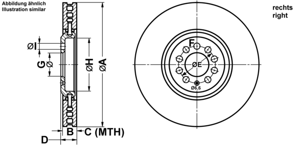 ATE Bremseskive 24013201652 ventileret 334mm 32mm for VAG