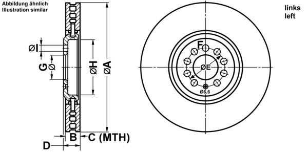 ATE Bremseskive 24013201662 ventileret 334mm 32mm for VAG