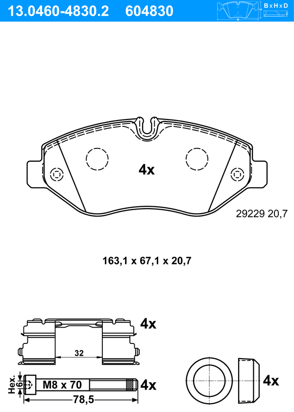 ATE Bremseklodser 13046048302 for IVECO