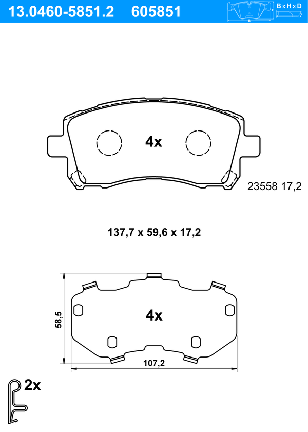 ATE Bremseklodser 13046058512 for SUBARU