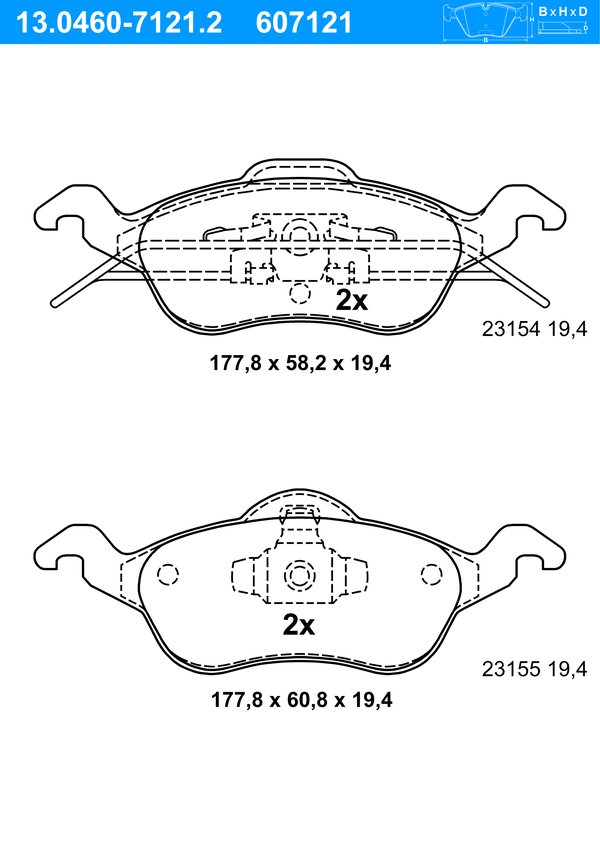 ATE Bremseklodser 13046071212 for FORD