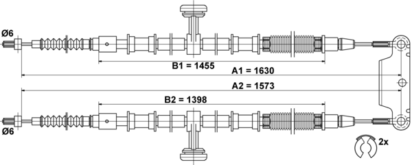ATE Håndbremsekabel 24372707582 for VAUXHALL