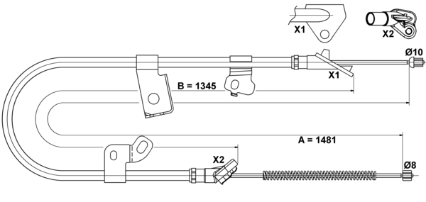 ATE Håndbremsekabel 24372719122 for TOYOTA