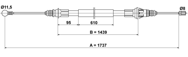 ATE Håndbremsekabel 24372710002 for VAUXHALL RENAULT