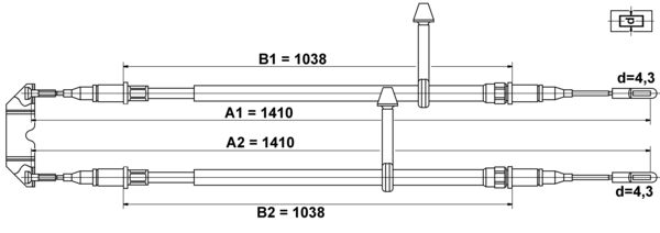 ATE Håndbremsekabel 24372711082 for SAAB
