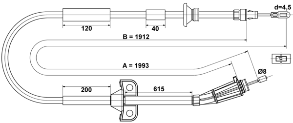 ATE Håndbremsekabel 24372713122 for VOLVO