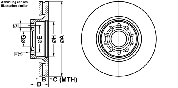 ATE Bremseskive 24032501721 ventileret 312mm 25mm for VAG