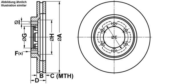 ATE Bremseskive 24012701001 ventileret 281mm 27mm for HYUNDAI