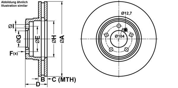 ATE Bremseskive 24013001841 ventileret 344mm 30mm for LAND ROVER