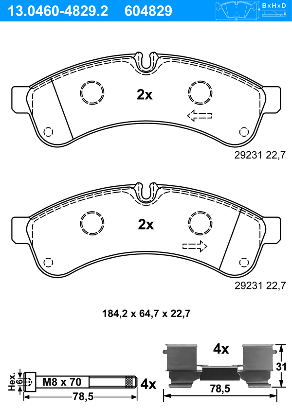 ATE Bremseklodser 13046048292 for IVECO