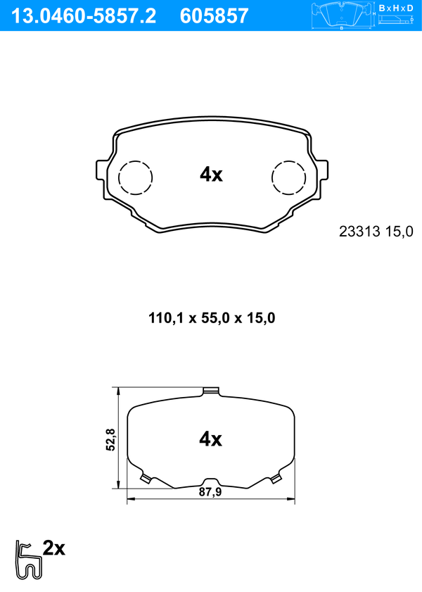 ATE Bremseklodser 13046058572 for SUZUKI