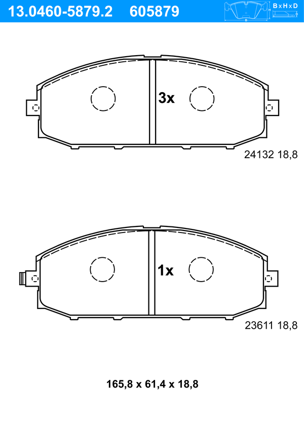 ATE Bremseklodser 13046058792 for NISSAN