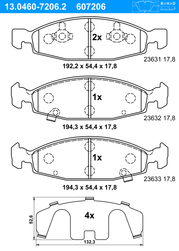 ATE Bremseklodser 13046072062 for JEEP