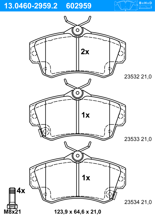 ATE Bremseklodser 13046029592 for CHRYSLER