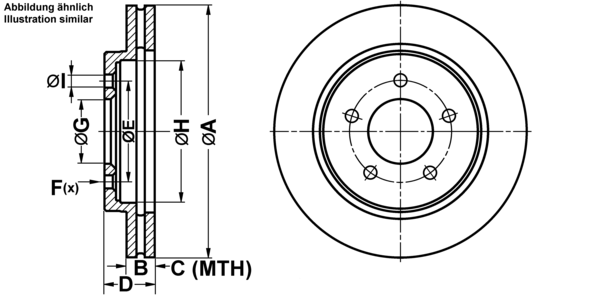 ATE Bremseskive 24012401781 ventileret 282mm 24mm for CHRYSLER