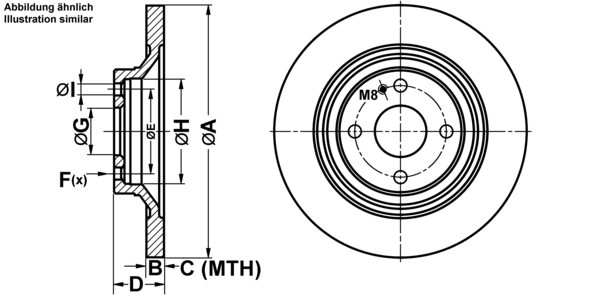 ATE Bremseskive 24011003071 fuld 276mm 10mm for MAZDA