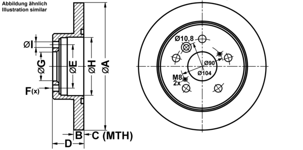 ATE Bremseskive 24011007001 fuld 269mm 10mm for TOYOTA