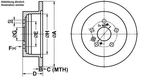 ATE Bremseskive 24011201641 fuld 291mm 12mm for TOYOTA
