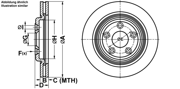 ATE Bremseskive 24012007081 ventileret 288mm 20mm for JAGUAR