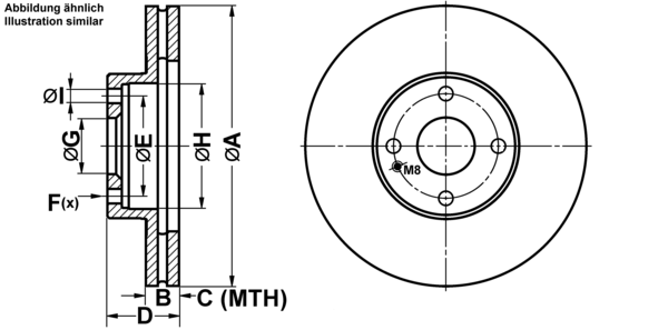 ATE Bremseskive 24012202351 ventileret 270mm 22mm for MAZDA