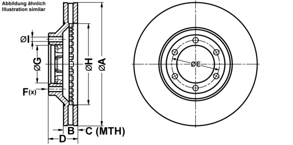 ATE Bremseskive 24012202371 ventileret 277mm 22mm for HYUNDAI