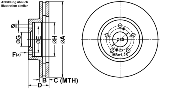 ATE Bremseskive 24012507001 ventileret 275mm 25mm for TOYOTA