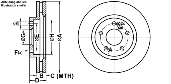 ATE Bremseskive 24012601271 ventileret 294mm 26mm for HYUNDAI