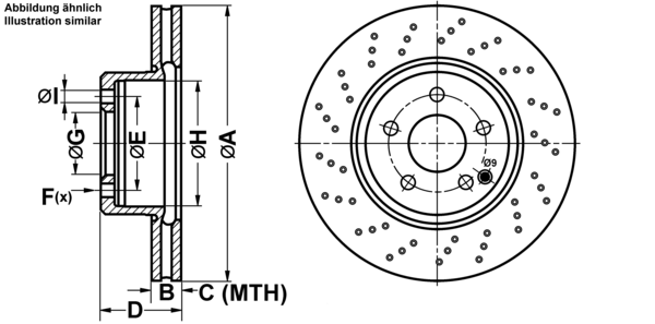 ATE Bremseskive 24012801631 perforeret 312mm 28mm for MERCEDES-BENZ