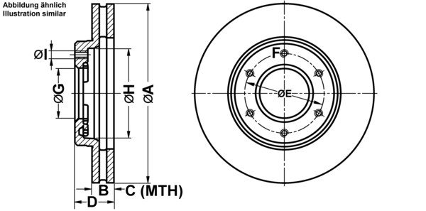 ATE Bremseskive 24012801891 ventileret 285mm 28mm for TOYOTA