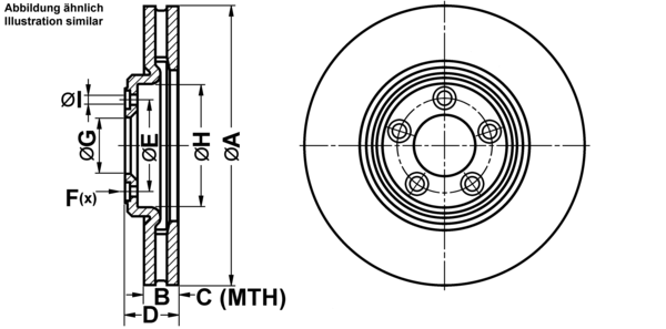 ATE Bremseskive 24013001821 ventileret 320mm 30mm for JAGUAR